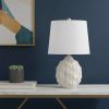 22" Cream Ceramic Faceted Table Lamp With Off White Drum Shade