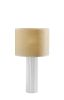 24" White Ceramic Cylinder Table Lamp With Beige Drum Shade