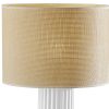 29" White Ceramic Cylinder Table Lamp With Beige Drum Shade