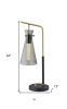 24" Black and Gold Metal Desk Lamp With Light Gray Cone Shade