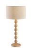 28" Brown Solid Wood Candlestick Table Lamp With Off White Drum Shade