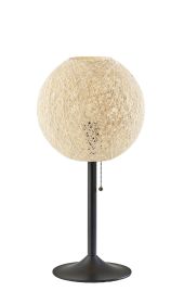 24" Antiqued Bronze Metal Candlestick Table Lamp With Off White Globe Shade