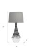 25" Black Acrylic Paris Desk Table Lamp With Gray Drum Shade