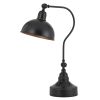 25" Distressed Gray Metal Adjustable Desk Lamp With Gray Dome Shade