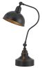 25" Distressed Gray Metal Adjustable Desk Lamp With Gray Dome Shade