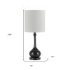 25" Blackened Bronze Metal Round Table Lamp With Off White Drum Shade
