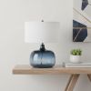 24" Dark Blue Glass Table Lamp With White Novelty Shade