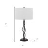 30" Black Metal Candlestick Table Lamp With Off White Drum Shade