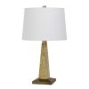 28" Brown Table Lamp With Off White Empire Shade