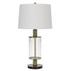 31" Clear Metal Table Lamp With White Empire Shade