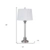 32" Nickel Metal Table Lamp With White Empire Shade