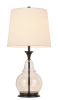 28" Clear Metal Table Lamp With White Empire Shade