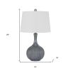 25" Stone Ceramic Round Table Lamp With White Empire Shade