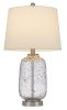 24" Nickel Metal Cylinder Table Lamp With White Empire Shade