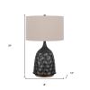 29" Gray Metal Table Lamp With Brown Drum Shade