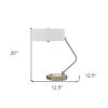 20" Brown Metal Two Light Lantern Desk USB Table Lamp With White Drum Shade