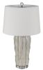 28" Nickel Glass Novelty Table Lamp With White Empire Shade