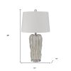 28" Nickel Glass Novelty Table Lamp With White Empire Shade