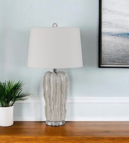 28" Nickel Glass Novelty Table Lamp With White Empire Shade