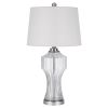 26" Clear Glass Table Lamp With White Empire Shade