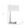 25" Nickel Metal Desk USB Table Lamp With White Shade
