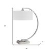 26" Nickel Metal Lantern Desk USB Table Lamp With White Shade