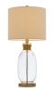 26" Brown Mason Jar Table Lamp With Brown Drum Shade
