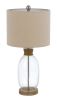 26" Brown Mason Jar Table Lamp With Brown Drum Shade