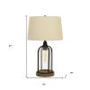 27" Brown Metal Two Light Globe Table Lamp With Eggshell Empire Shade
