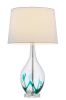 27" Clear Glass Table Lamp With White Empire Shade