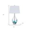 27" Clear Glass Table Lamp With White Empire Shade