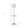 60" Nickel Metal Tray Table Floor Lamp With White Fabric Square Shade