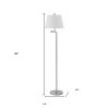60" Nickel Swing Arm Floor Lamp With White Square Shade