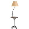 62" Black Tray Table Floor Lamp With Brown Empire Shade