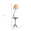 62" Black Tray Table Floor Lamp With Brown Empire Shade