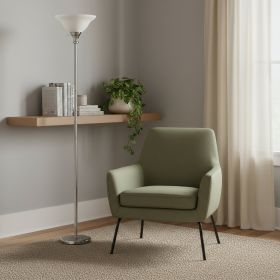 71" Nickel Torchiere Floor Lamp With Clear Frosted Glass Dome Shade