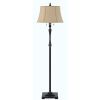 61" Bronze Two Light Traditional Shaped Floor Lamp With Brown Square Shade