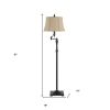 61" Bronze Swing Arm Floor Lamp With Brown Square Shade