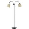 65" Bronze Two Light Traditional Shaped Floor Lamp With Tan Square Shade