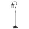 60" Antiqued Bronze Lantern Style Floor Lamp With Glass and Metal Shade
