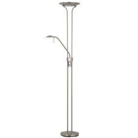 71" Nickel Led Torchiere Floor Lamp With Nickel Dome Shade