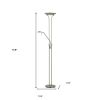 71" Nickel Led Torchiere Floor Lamp With Nickel Dome Shade