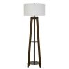 65" Brown Tripod Floor Lamp With White Rectangular Shade