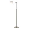 61" Nickel Metal Adjustable Swing Arm Floor Lamp With Gray Shade