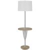 61" Chrome Tray Table Floor Lamp With White Square Shade