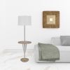 61" Chrome Tray Table Floor Lamp With White Square Shade
