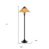 61" Bronze Two Light Traditional Shaped Floor Lamp With Red and Ivory Abstract Tiffany Glass Empire Shade