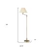 59" Bronze Metal Swing Arm Floor Lamp With Beige Fabric Empire Shade