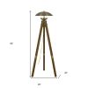 55" Brass Tripod Floor Lamp With Antiqued Brass Dome Shade
