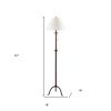 57" Black Traditional Shaped Floor Lamp With White Empire Shade